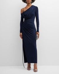Jason Wu - One Shoulder Jersey Midi Dress With Ruched Detail - Lyst
