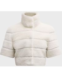 Gorski - Horizontal Lamb Shearling Short-Sleeve Bolero Jacket - Lyst