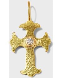 Elizabeth Locke - Gothic Cross Pendant With 3.5mm Faceted Diamond Center - Lyst
