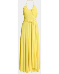 Alaïa - Crossover Wrap Jersey Halter Maxi Dress - Lyst
