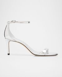 Stuart Weitzman - 75Mm Nudist Ii Metallic Leather Ankle-Strap Sandals - Lyst