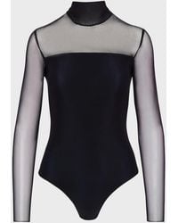 Commando - Mock-Neck Strapless Illusion Long-Sleeve Mesh Bodysuit - Lyst
