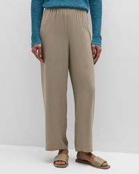 Eileen Fisher - Cropped Straight-Leg Silk Pants - Lyst