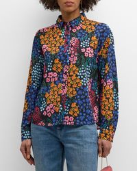 Johnny Was - Astrid Pleated Floral-Print Button-Down Blouse - Lyst