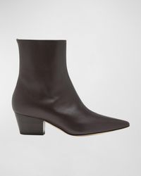 Manolo Blahnik - Agnetapla Leather Zip Ankle Boots - Lyst