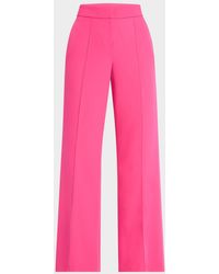 MILLY - Nash High-Rise Wide-Leg Cady Pants - Lyst