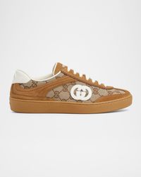Gucci - G75 Suede And Leather Gg Sneakers - Lyst