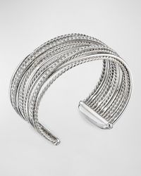 David Yurman - Dy Crossover Cuff Bracelet With Diamonds In Silver, 28.5mm - Lyst