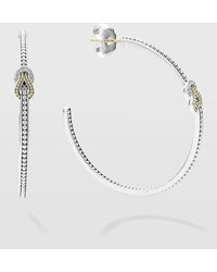 Lagos - Newport Diamond Knot 50mm Hoop Earrings - Lyst