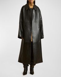 Khaite - Minnie Belted Leather Long Trench Coat - Lyst