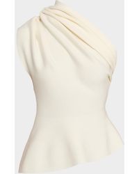 KHAITE - Aimee Draped One-Shoulder Peplum Top - Lyst