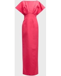 Carolina Herrera - Silk Column Gown With Fan Bodice - Lyst