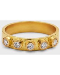 Elizabeth Locke - 19k Yellow Gold Diamond Flat Ribbon Stack Ring, Size 6.5 - Lyst