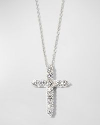 Roberto Coin - 18" White Gold Diamond Cross Pendant Necklace, 0.45ct - Lyst