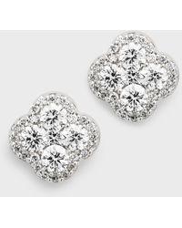 Neiman Marcus - 18k White Gold Diamond Flower Stud Earrings - Lyst