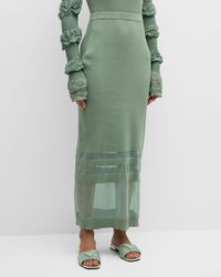 ADEAM - Cassandra Knit Maxi Skirt With Mesh Detail - Lyst