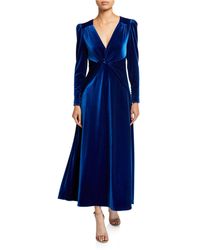 Self-Portrait Twisted Velvet Dress - Blue