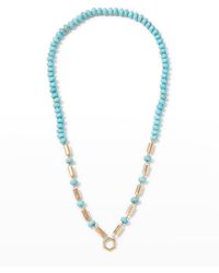 Harwell Godfrey - Yellow Gold Baht Chain With Turquoise - Lyst