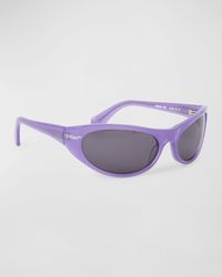 Off-White c/o Virgil Abloh - Napoli Logo Acetate Wrap Sunglasses - Lyst