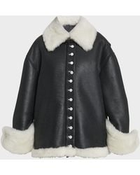 Loewe - Leather Button-Front Jacket With Shearling Lining - Lyst