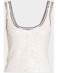Cynthia Rowley - Cropped Sequin Tank Top - Lyst