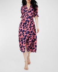 Diane von Furstenberg - Erica Floral-print Puff-sleeve Midi Dress - Lyst