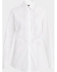 Dolce & Gabbana - Lace Inset Poplin Button Down Blouse - Lyst