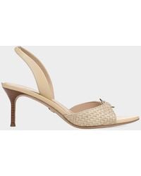 Veronica Beard - 65Mm Tia Raffia And Leather Slingback Sandals - Lyst