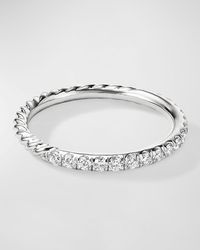 David Yurman - 2mm Cable Pave Band Ring With Diamonds In 18k White Gold - Lyst