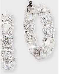 Roberto Coin - 18k White Gold Diamond Hoop Earrings, 22mm - Lyst