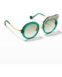 Anna Karin Karlsson - Rose Et La Roue Round Crystal-Embellished Leopard Sunglasses - Lyst