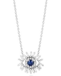 Suzanne Kalan - Mini Blue Sapphire Evil Eye Pendant Necklace With Diamonds - Lyst