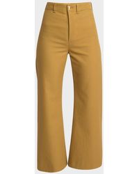 Chloé - Cotton Drill Cropped Wide-Leg Trousers - Lyst
