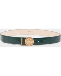 Versace - Medusa Biggie Croc-Embossed Leather Belt - Lyst