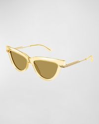 Bottega Veneta - Logo Metal Alloy & Acetate Cat-eye Sunglasses - Lyst