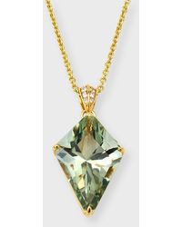 Lisa Nik - 18k Yellow Gold Kite Shape Green Quartz And Diamond Pendant Necklace - Lyst