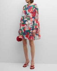 Frances Valentine - Bree Floral-Print Cape-Sleeve Mini Dress - Lyst