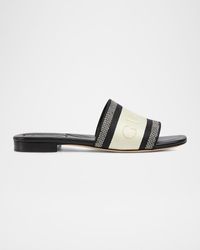 Gucci - Jane Embroidered Cotton Flat Slide Sandals - Lyst