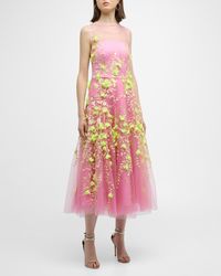 Maison Common - Sleevelesss Tulle Floral Embroidered Midi Dress - Lyst
