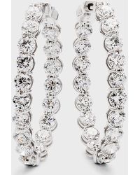 Neiman Marcus - 18k White Gold Diamond Oval Hoop Earrings, 9.18tcw - Lyst
