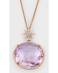 Lisa Nik - 18k Rose Gold Amethyst And Diamond Pendant Necklace With Star Bail - Lyst