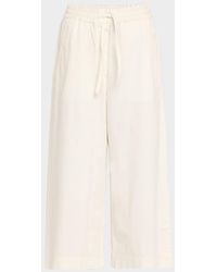 Loewe - Anagram Drawstring Wide Leg Cropped Denim Trousers - Lyst