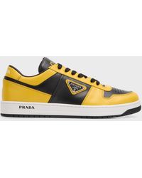 Prada - Downtown Logo Leather Low-top Sneakers - Lyst