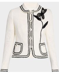 Maison Common - Peter-Pan Collar Cotton-Blend Jacket With Flower - Lyst