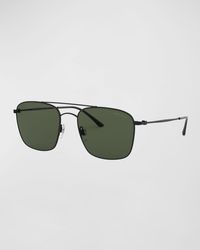 Giorgio Armani - Logo Metal & Plastic Aviator Sunglasses - Lyst