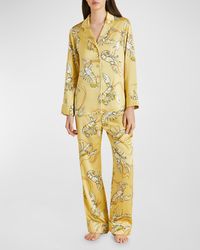 Olivia Von Halle - Lila Lobster-Print Silk Satin Pajama Set - Lyst