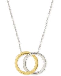 Roberto Coin - 18K Two-Tone Diamond Double-Circle Pendant Necklace - Lyst