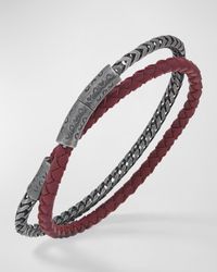 Marco Dal Maso - Lash Double Wrap Leather Franco Chain Combo Bracelet With Trigger Clasp - Lyst