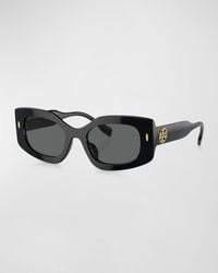 Tory Burch - Monogram Beveled Rectangle Sunglasses - Lyst