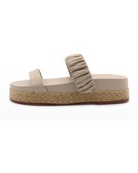 Kaanas - Selangor Ruched Leather Slide Sandals - Lyst